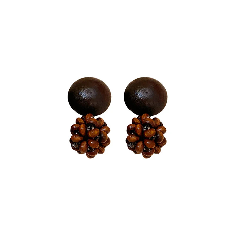 wooden beads Cluster Dangle post Earrings New Arrival National Style Fashion Jewelry Women Daily Wear Accessories Party CW134
