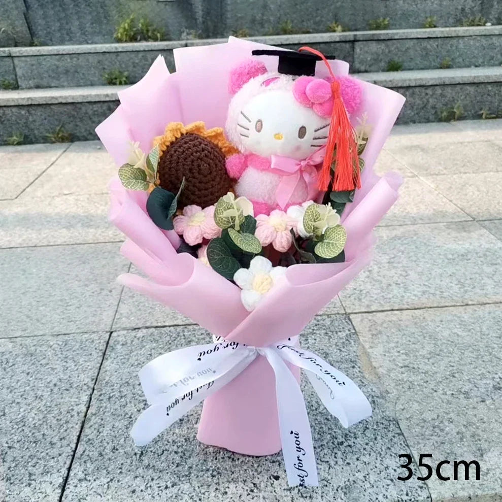 Hello Kitty Cartoon Plush Bouquet Anime Rose Soap Flowers Doll Home Wedding Decoration Christmas Valentine's Day Gift