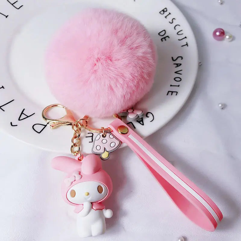 Cartoon Kuromi Sanrio Keychain Cute MelodyHello Kitty Cinnamoroll Doll Pendant Decoration Keyring Jewelry Girl&Child Gifts Toy