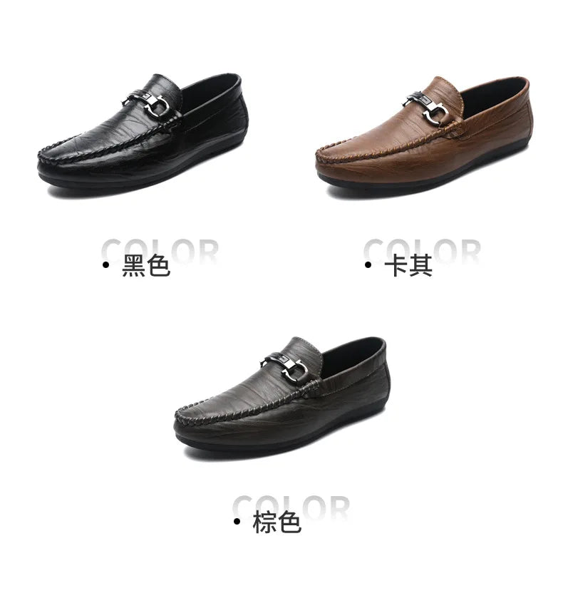 Men Loafers Shoes for Men Luxury Business Dress Shoes Comfy Slip-on Drive Moccasins Footwear Male Brand Leather Boat Shoes Men