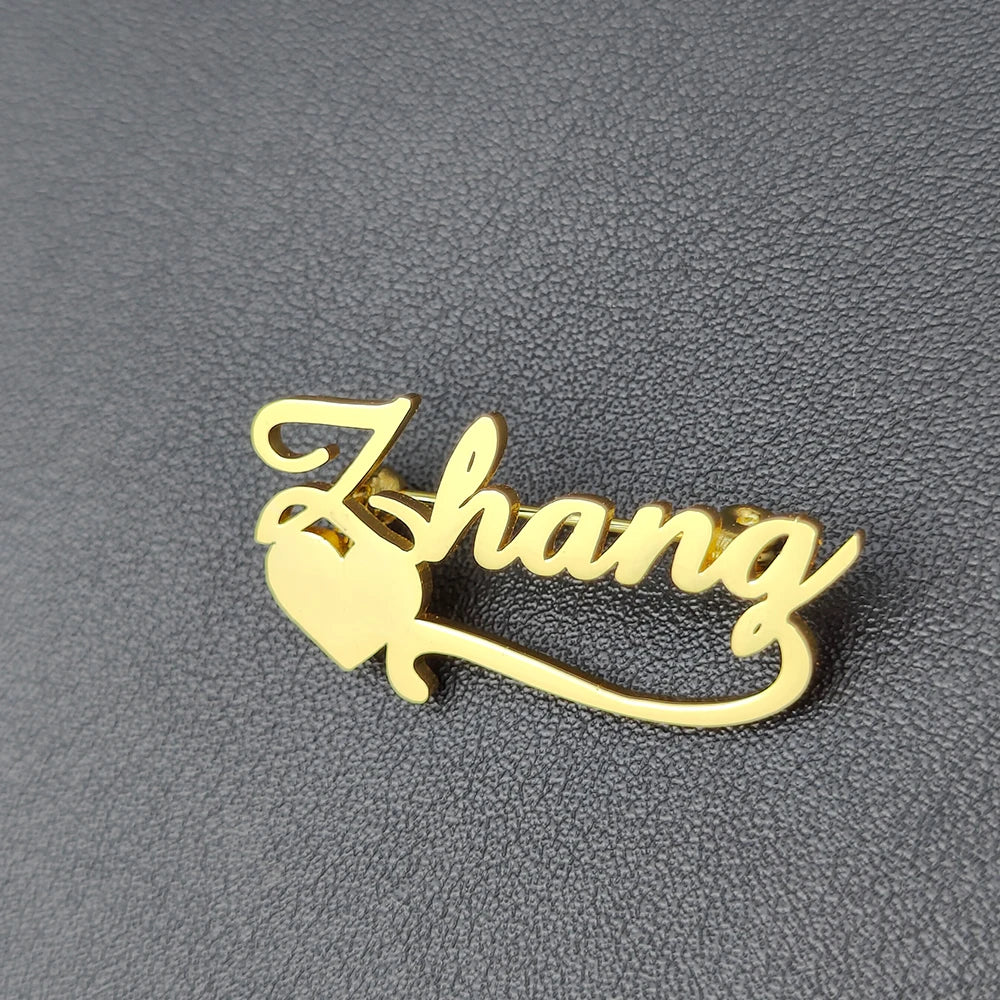 2022 Personalized Custom Women Name Brooch Stainless Steel Nameplate Lapel Badges Fashion Temperament Jewelry Best Gifts