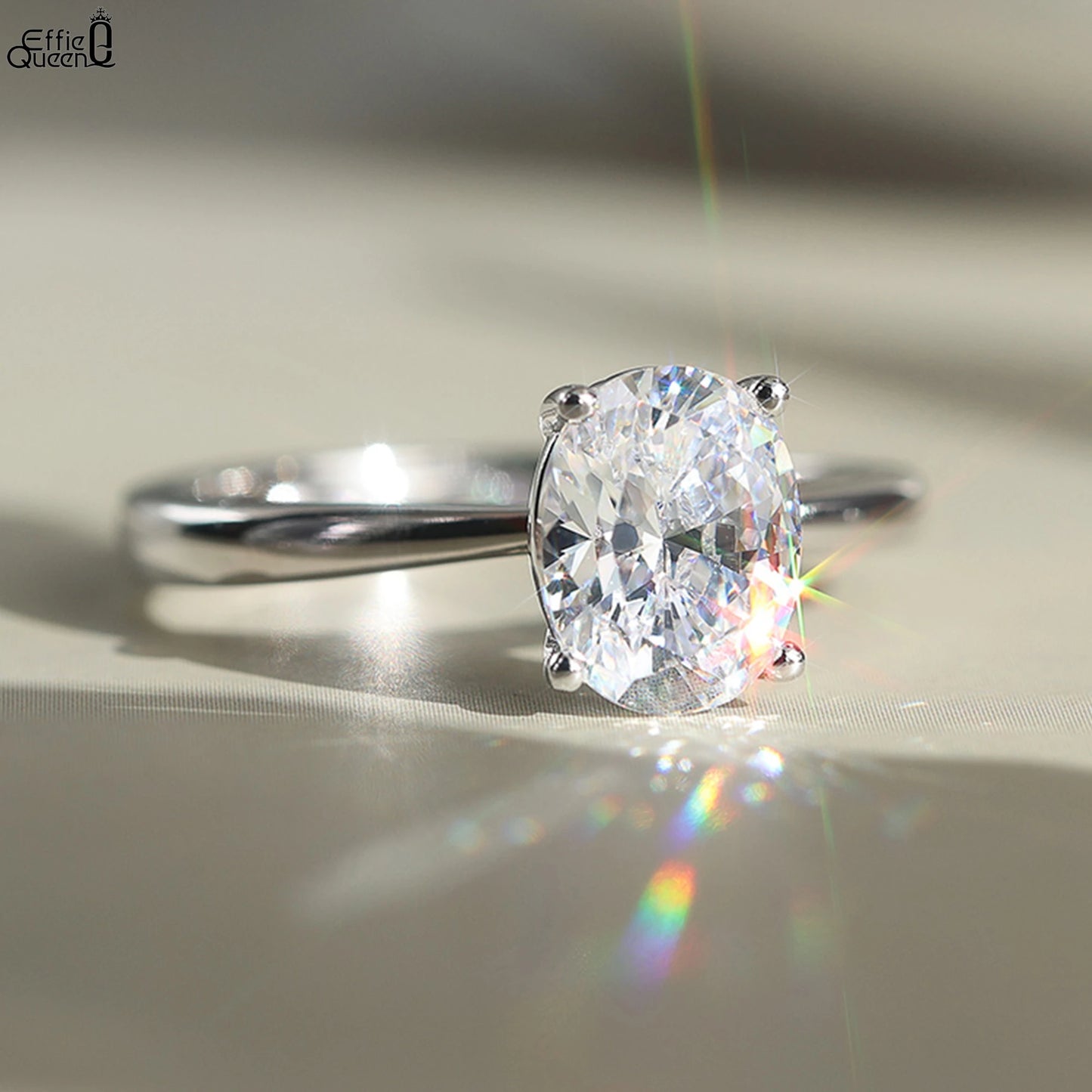 Effie Queen 925 Sterling Silver Eternity Ring with Brilliant Round-Cut Moissanite, Versatile Piece to Complement Any Event MOR01
