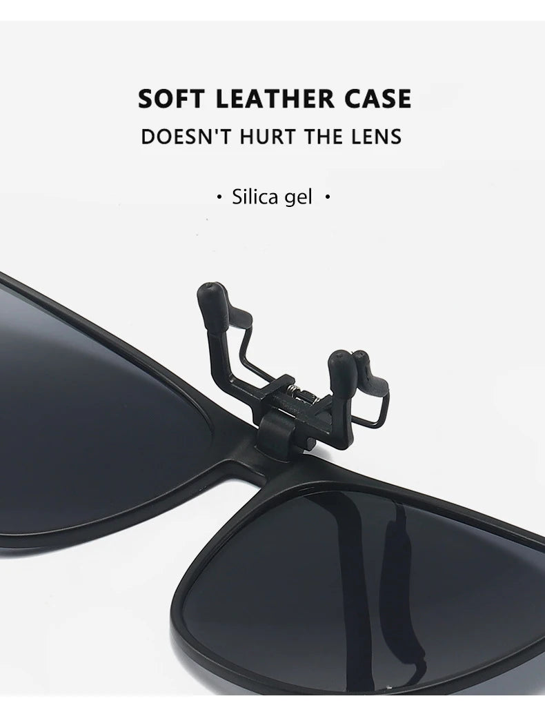 Polarized Clip On Sunglasses Men Car Driver Goggles Night Vision Glasses Anti Glare Vintage Square Glasses Oculos
