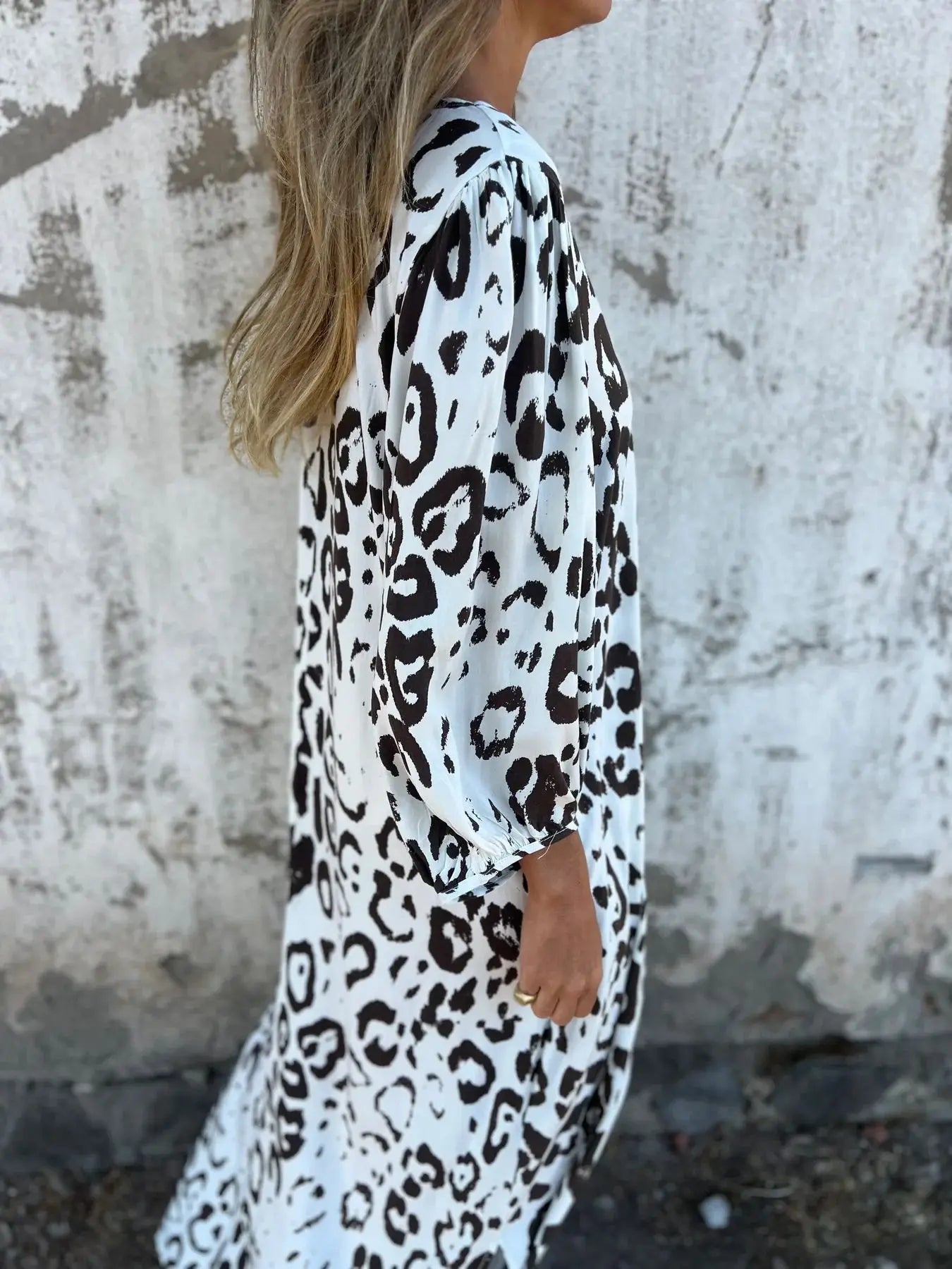 Women Sexy V-Neck Maxi Dresses Summer Bohemian Short Sleeve Leopard Print Long Dress Female Vintage Holiday Beach Cover Up Robe
