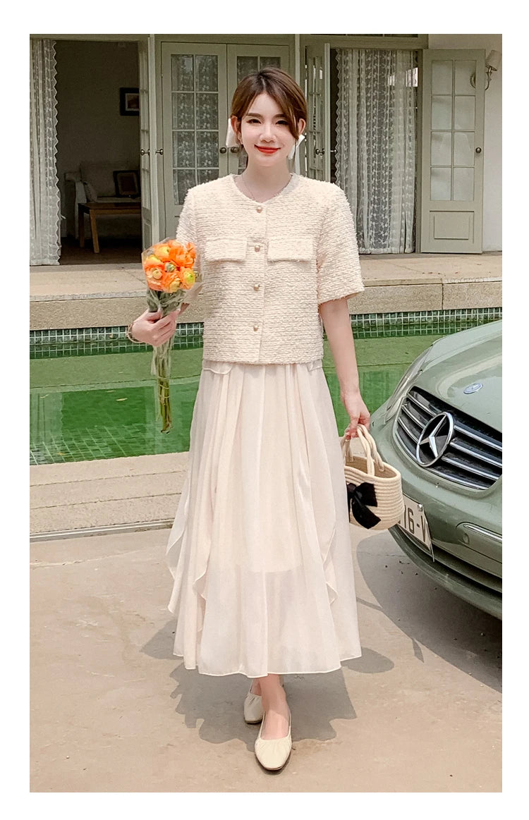 New Luxury Woolen Tweed Jacket Women Runway Short Sleeve French Style Short Coats Outwear Casacos chaqueta mujer Korean Fashion