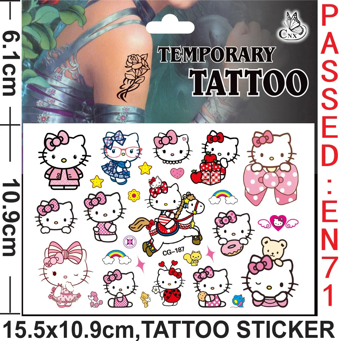 Sanrio series Tattoo Stickers Waterproof Cute Sticker Anime Birthday Party Supplies Decoration For Kids Women Men Gift