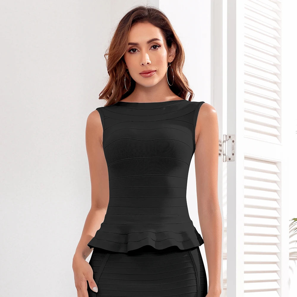 WillBeNice Quality Office Lady Fishtail White Bandage Crop Tops Tank Women Black Elastic Vest Luxury Sleeveless Bodyocn Camis