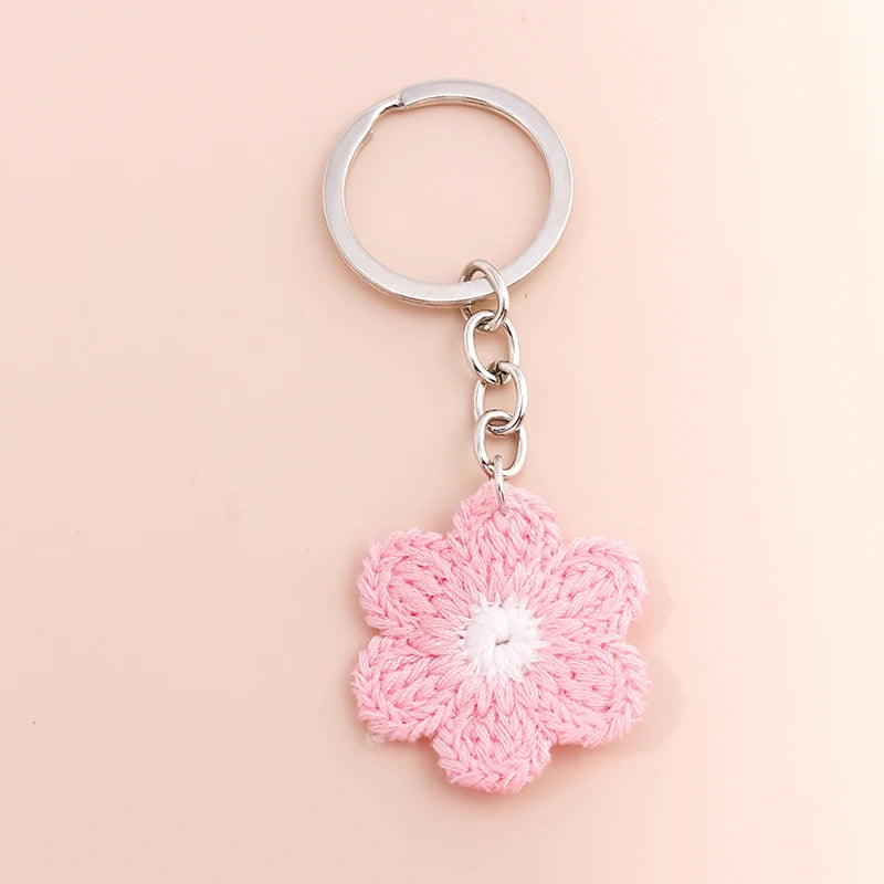 Cute Enamel Keychain Colorful Sakura Flower Key Ring Sweet Key Chains for Women Girls Handbag Accessories DIY Jewelry Gifts