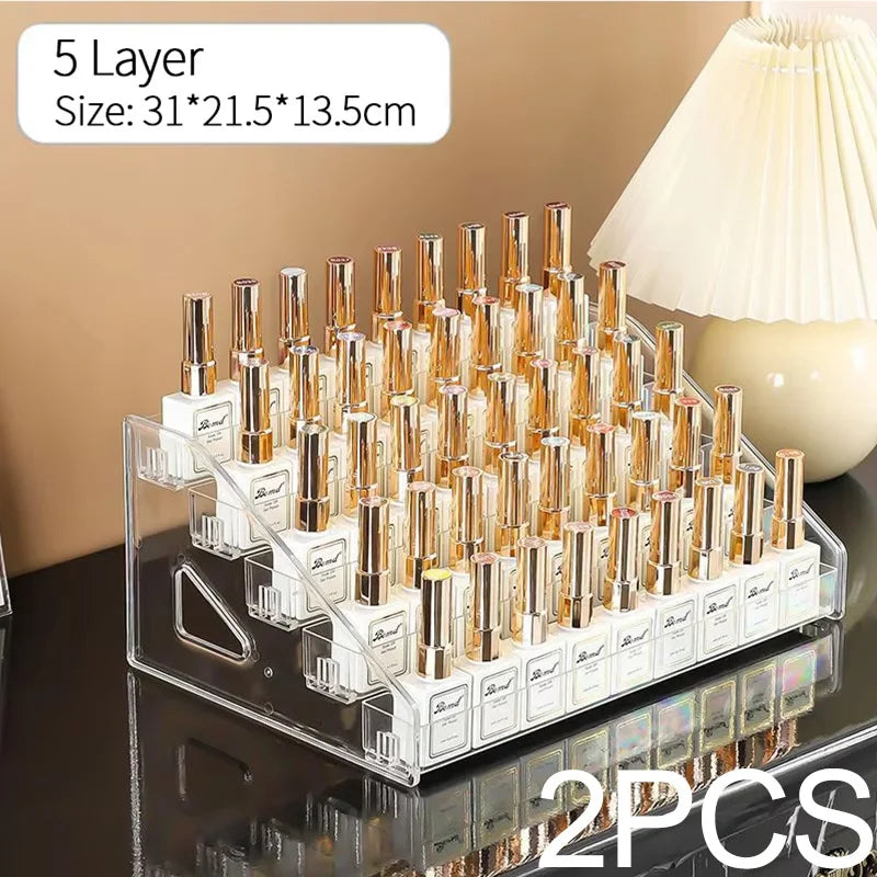3/4/5/6/7 Layers Acrylic Nail Polish Display Rack Transparent Cosmetic Organizer Multi-layer Simple Mounting Rack Stand Holder