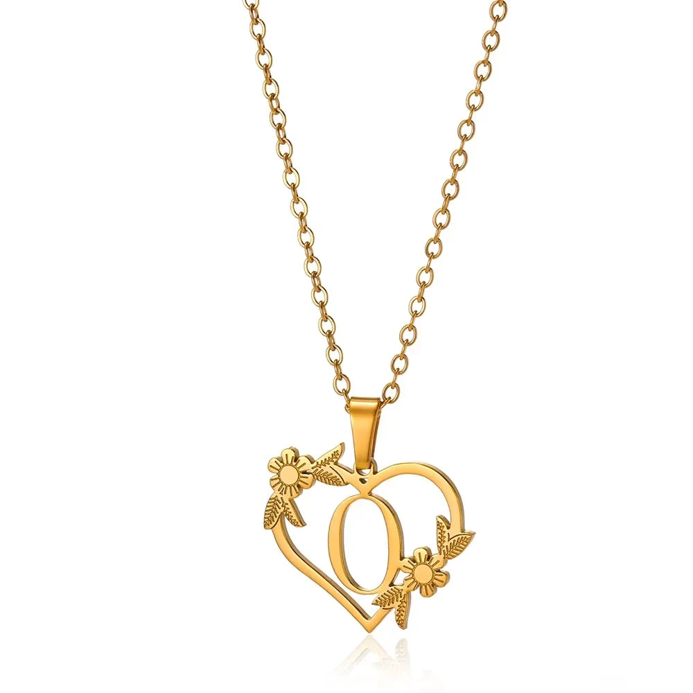 Initial Letter Stainless Steel Pendant Necklace for Women Fashion Gold Color Chain A-Z Alphabet Clavicle Necklaces Jewelry Gift