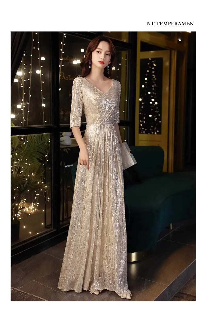 Gold Evening Gown Women's High-End Sensation Luxury Small ence Ball Personali High-End Adult Birthday Host Dr