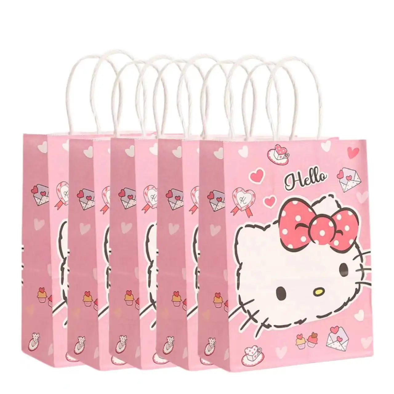 2/4/6/12/20pcs Sanrio Series Kuromi 21x15x8cm Kraft Paper Bag Anime Cartoon Print Children Party Supplies Candy Gift Bag Handbag