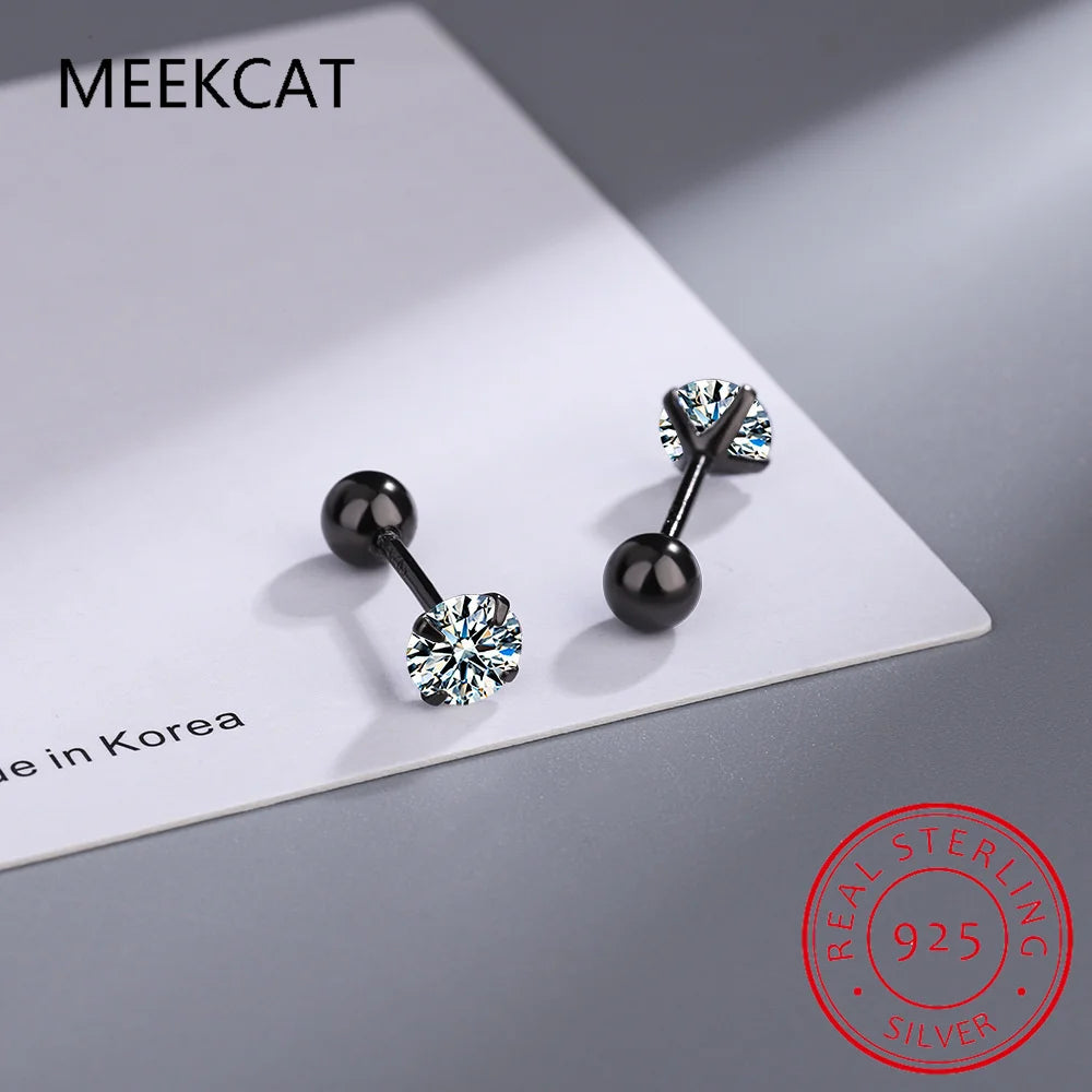 18kメッキ 0.2-2ct モアサナイト スタッドピアス レディース用 ソリッド925スターリングシルバー ラボダイヤモンド スクリューバックイヤースタッドジュエリー