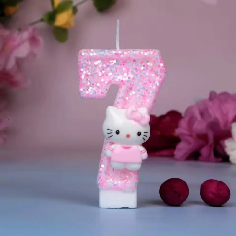 Sanrio Cute Hello Kitty Fun Digital Candles Creative Kawaii Cartoon Pattern Party Decoration Supplies Birthday Cake Accessories