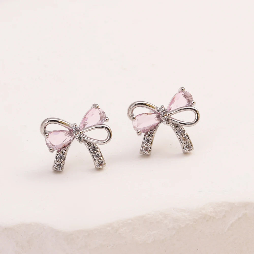 Y2K Exquisite Sweet Pink Zircon Bowknot Love Heart Chain Bracelet For Women Girls Party Birthday Jewelry Gift