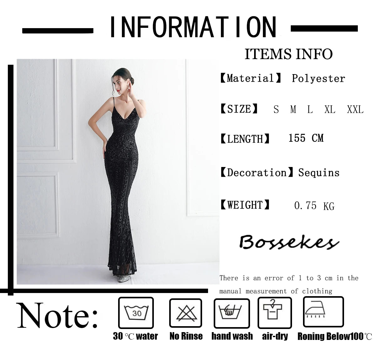 Women's Black Long Sleeve Padded Strap Sequin Dress Length, Sparkles Stretch, V Neck Mermaid, Formal Evening Dress, Night Party