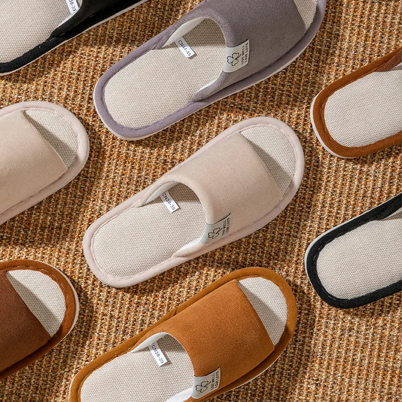 Slippers for Men,Non-Slip Soft-Soled Indoor House Slippers for Spring&Summer, All-Season Linen Home Comfortable Slippers