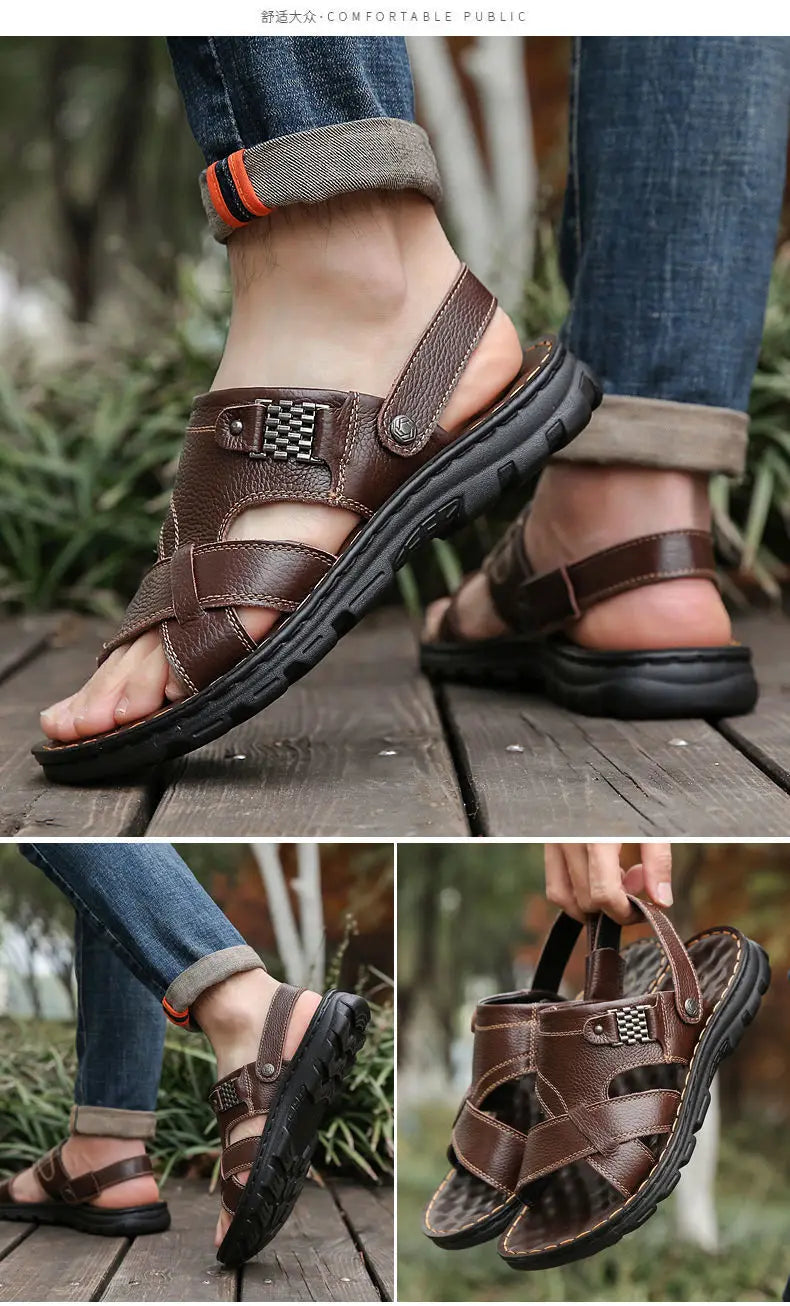 2025 New Men's Sandals for Men's Summer, Dual use for Cooling, Soft soled Exterior, Middle aged, Dad's Shoes, Elderly Shoes