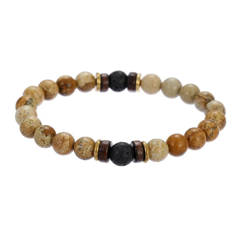 Volcanic Stone Bracelet for Men Lava Wooden Beads Bracelet Tibetan Buddha Wrist Chain Women Men Jewelry Gift New Bracelets