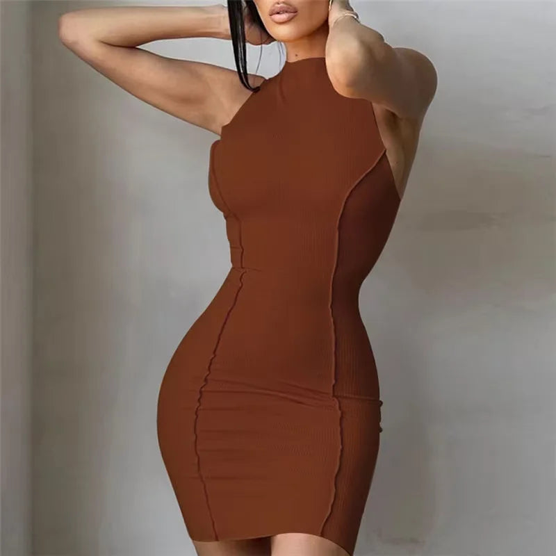 Women's Sleeveless Mini Bodycon Dress Y2K Cutout Sundress Beach Party Sexy Club Short Dress New Streetwear HotSweet Tank Dress
