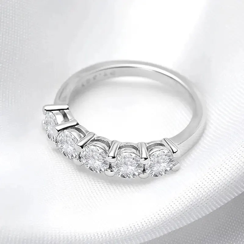 White Gold D Color 3mm Moissanite Ring for Women 1.5CT Stone Match Diamond Wedding Band Bride S925 Sterling Silver GRA