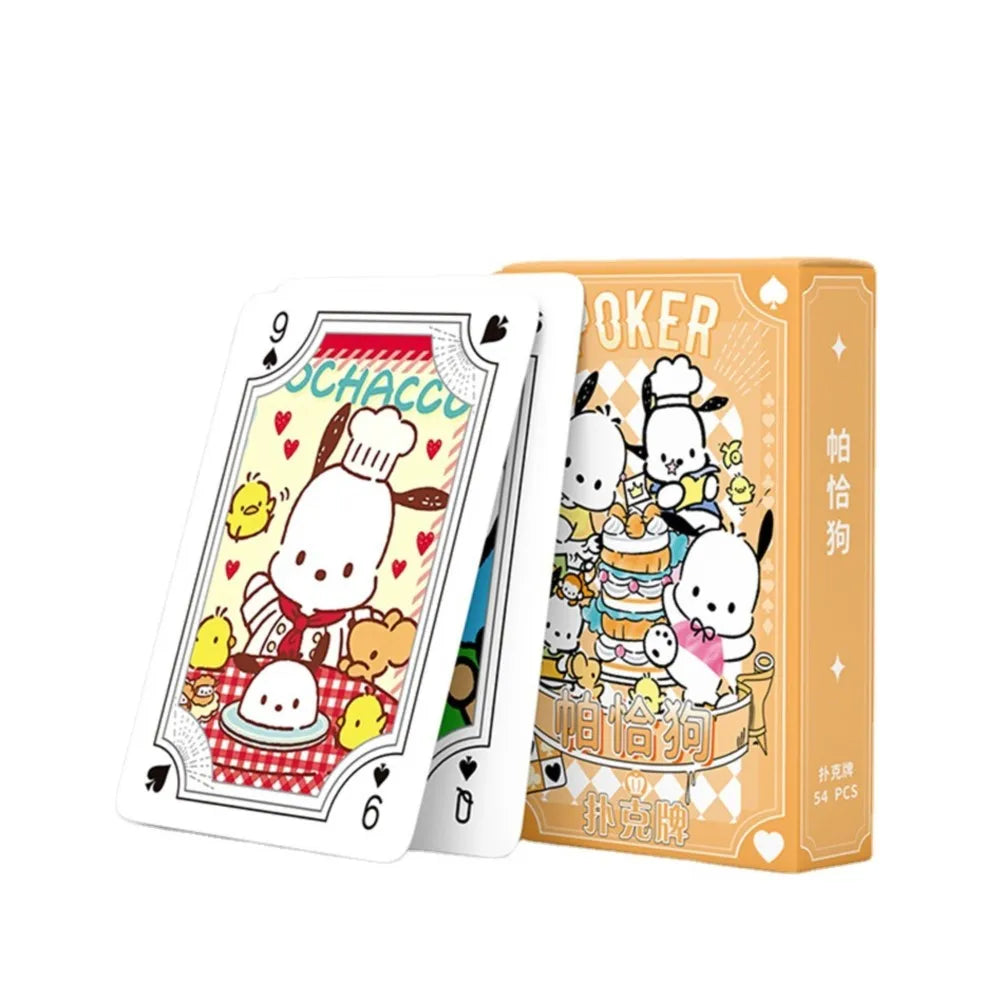 Kawaii Sanrio Poker Cards Cartoon Fun Hello Kitty Kuromi Cinnamoroll Melody Kid Playing Card Board Game Toy Deck Card Collection