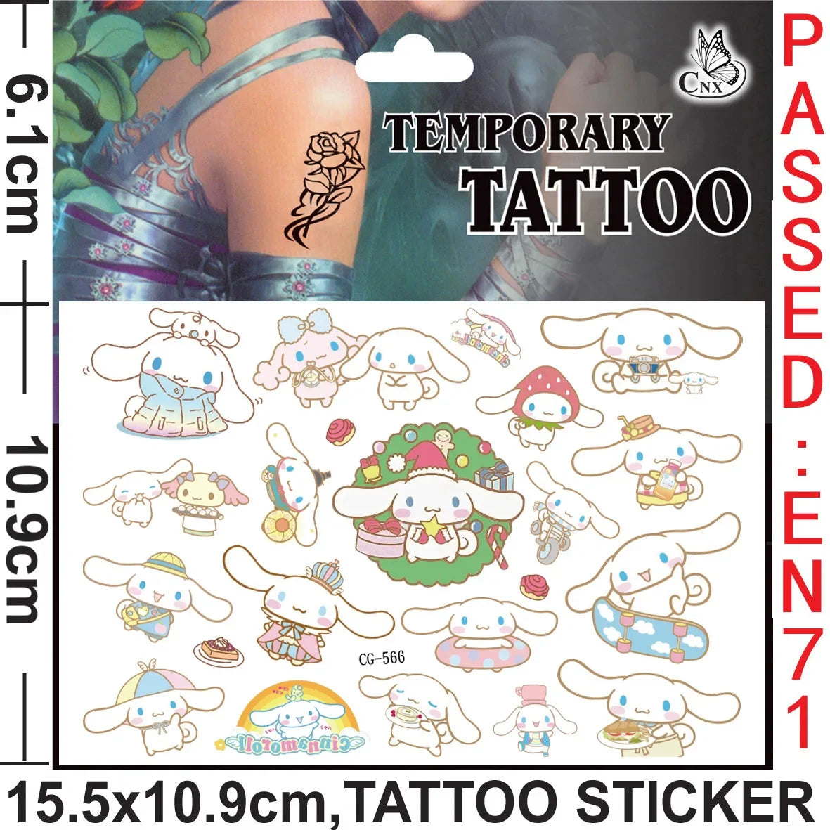 Sanrio series Tattoo Stickers Waterproof Cute Sticker Anime Birthday Party Supplies Decoration For Kids Women Men Gift