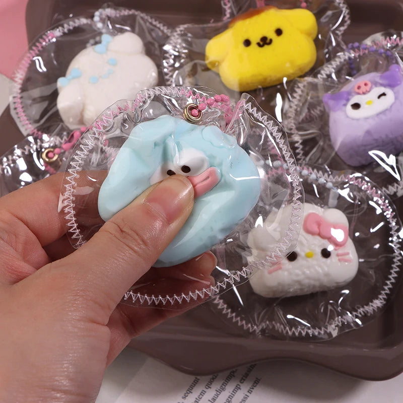 Sanrio HelloKitty Squeeze Toy Pendant Antistress Ruduce Stress Pinching Kuromi Mymelody Soft Relief Relax Toys Cartoon Ornament