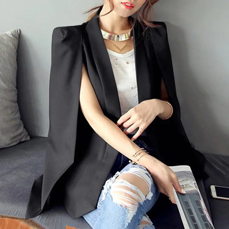 ZANZEA 2024 Summer Office Solid Cape Women Lapel Cloak Blazer Fashion Split Sleeve Coat Casual OL Black Suit Jacket Workwear