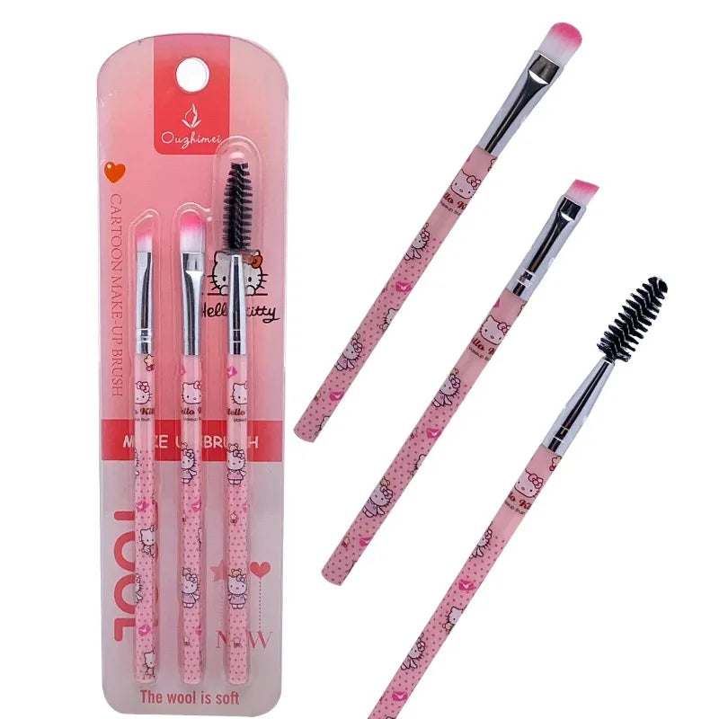Sanrio makeup brush cartoon Hello Kitty eye makeup beginner eye shadow oblique eyebrow brush spiral eyelash curling brush set