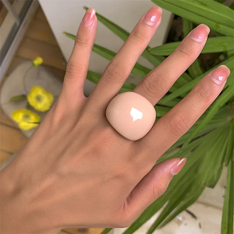 Classic Candy Color Acrylic Ring Exaggerated Geometric Ring Hand Jewelry Wholesale Women's Accessories