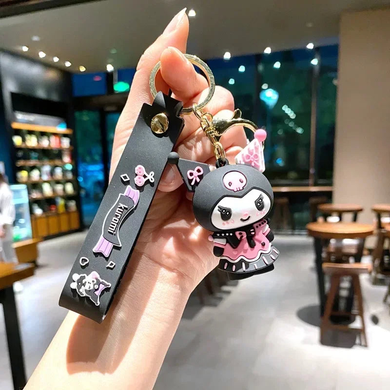 Kawaii Sanrio Hello Kitty Keychain My Melody Kuromi Cinnamoroll Pompom Purin Pendant Keyring Cute Littletwinstars Keychains Toys