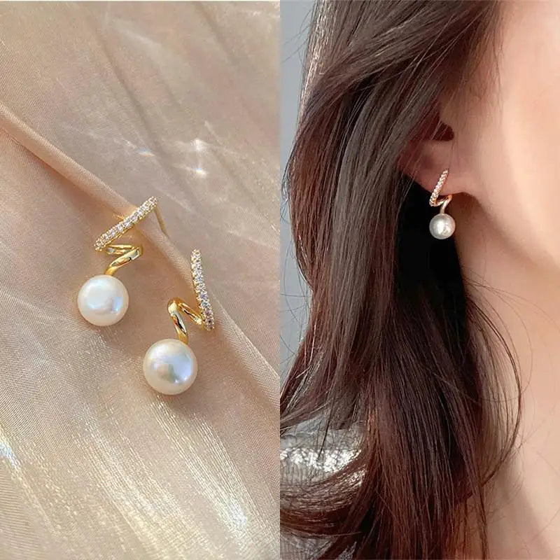925 Silver Needle Hollow Crystal Swan Earrings For Women Korean Jewelry 2025 Trending New Luxury Animal Pearl Stud Earrings Gift