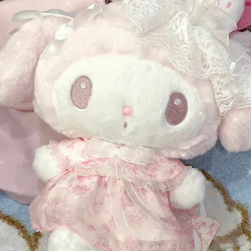 25CM Cartoon My Melody Kawaii Lolita Doll Sweet White Strawberry Soft Plush Companion Doll Girl Toy Birthday Gift