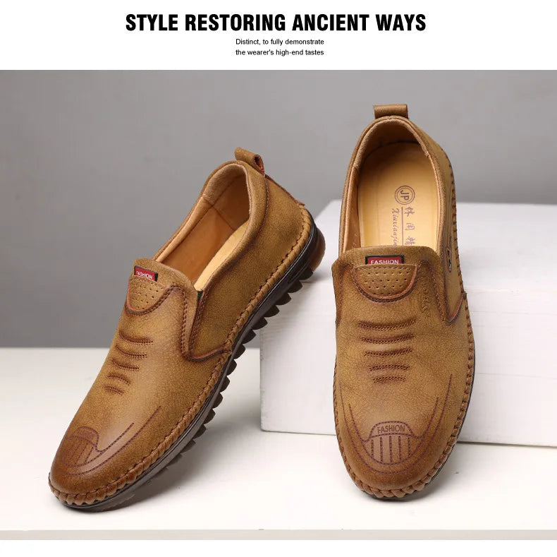 Men Loafers 2025 New Leather Shoes Men's Casual Shoes Moccasins Breathable Sneakers Male Driving Shoes Comfort Flats Plus Size