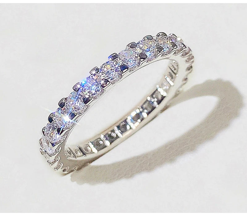 So-Bling S925 Sterling Silver Rings For Women Elegant Fine Cubic Zirconia Ring Bridal Wedding Engagement Women Trendy Jewelry
