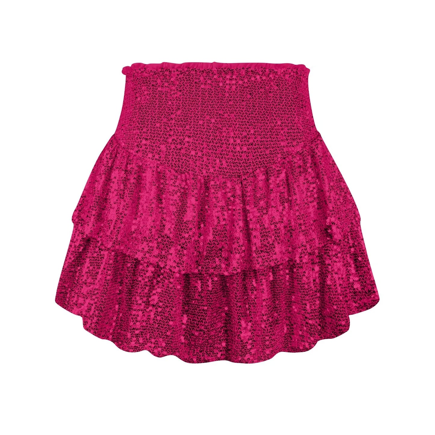 2024 Fashion Party Evening Clothes for Women Summer Sexy Elastic High Waist Sequin Mini Pleated Skirts Streetwear Short Dress