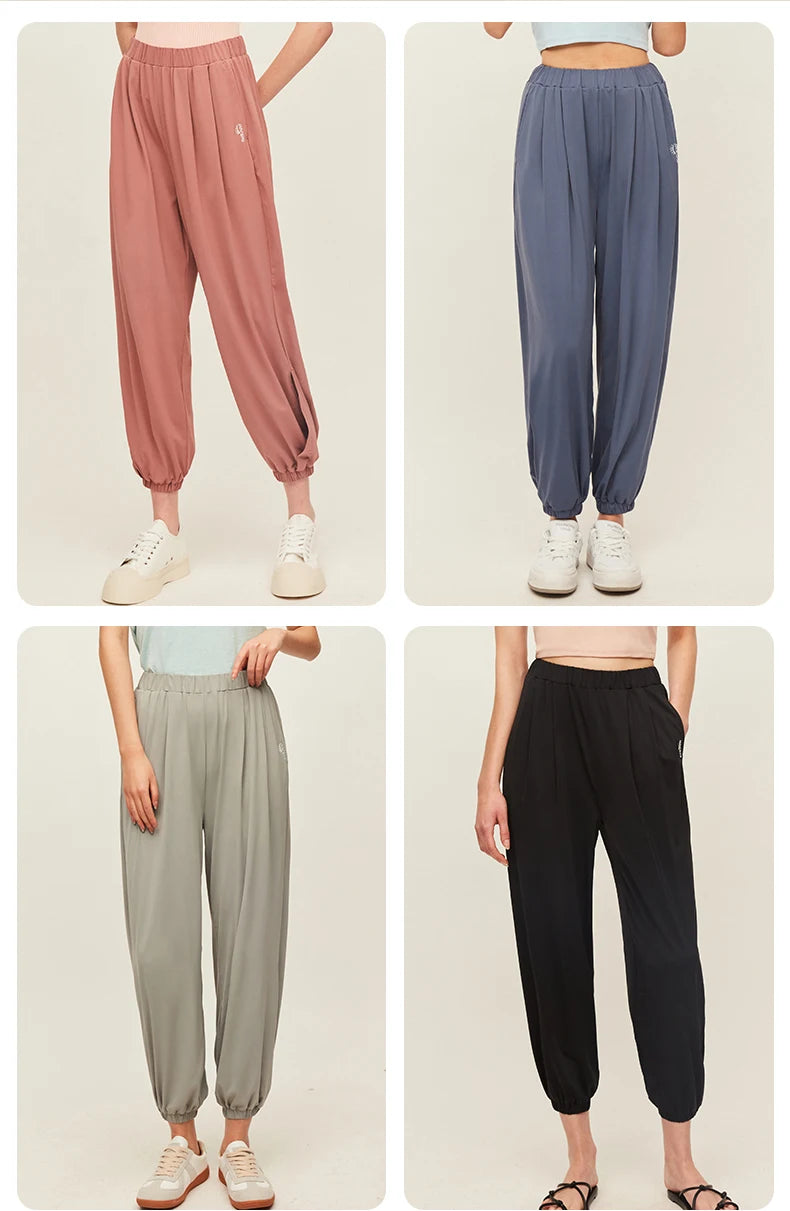 OhSunny レディース ワイドレッグパンツ 日焼け防止 UVカット UPF50+ オーバーサイズ カジュアル トラウザーズ ストリートウェア ルーズストレート フルパンツ 新作