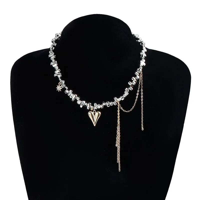 New Irregular Stone Choker Necklace For Women Elegant Tassels Heart Pendant Necklaces Wedding Party Jewelry Gift