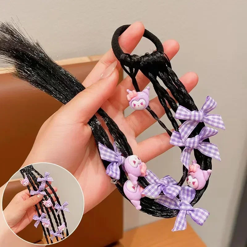 Sanrio cartoon kuromiMy melodyHello kittyCinnamoroll anime wig braid cute sweet cool girl boxing braid hair rope headwear kawaii