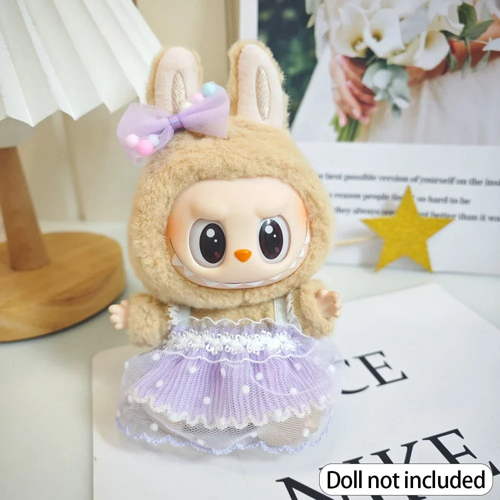For 17cm Doll'S Clothes Outfit Accessories For Korea Kpop Kuromi Labubu clothes purple dress Clothing Gift