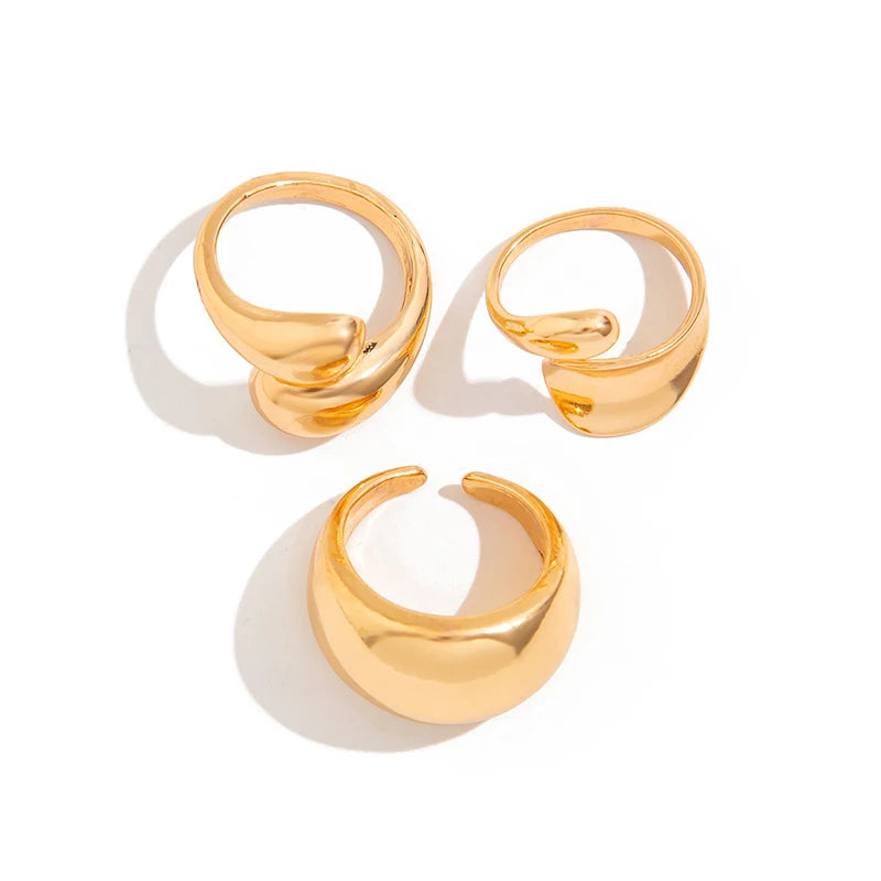 Fashion 4Pcs Irregular Rings Set for Women Punk Personality Gold Silver Color Open Rings Party Daily Female Jewelry