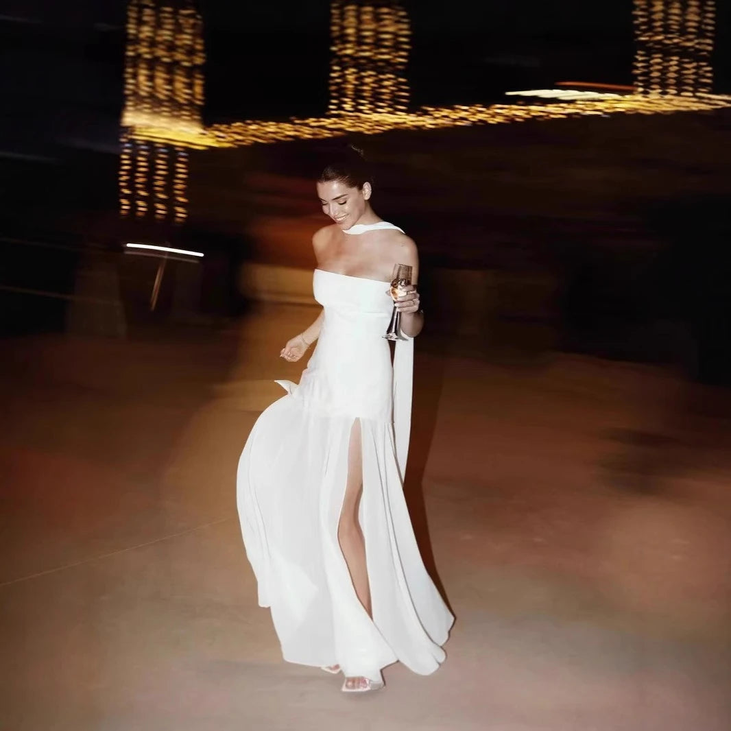 Suninheart Summer Long Dress Elegant 2025 New Arrivals Strapless Chiffon Dress with Scarf Sexy Party Dresses Women