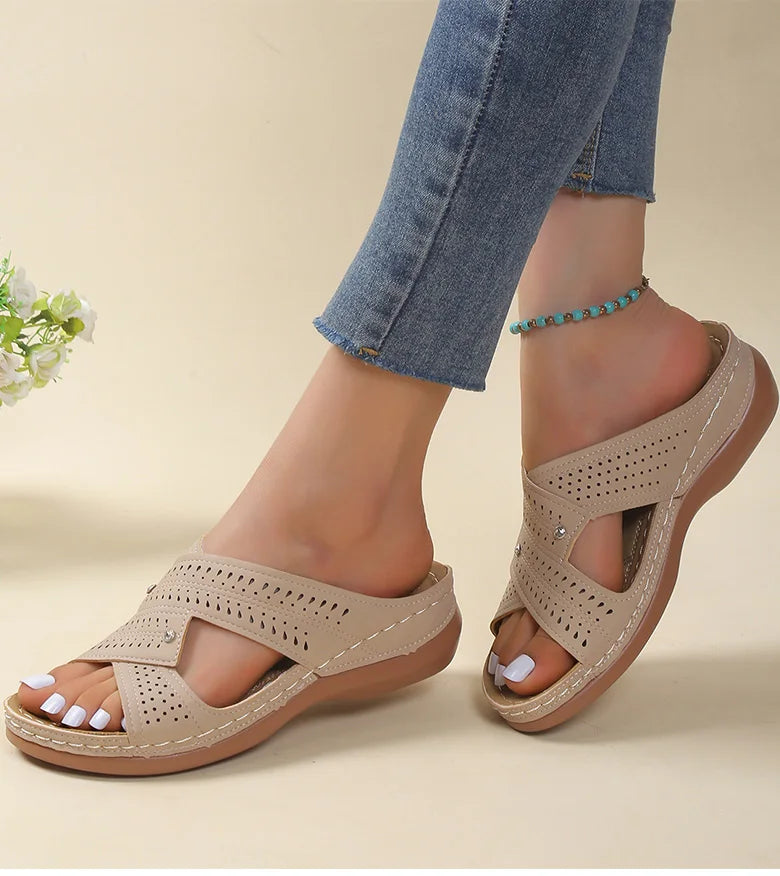 Sandals Women Summer Shoes Women Elegant Low Heels Sandals Summer Slippers Zapatos Mujer Wedge Heeled Sandals Female 2024