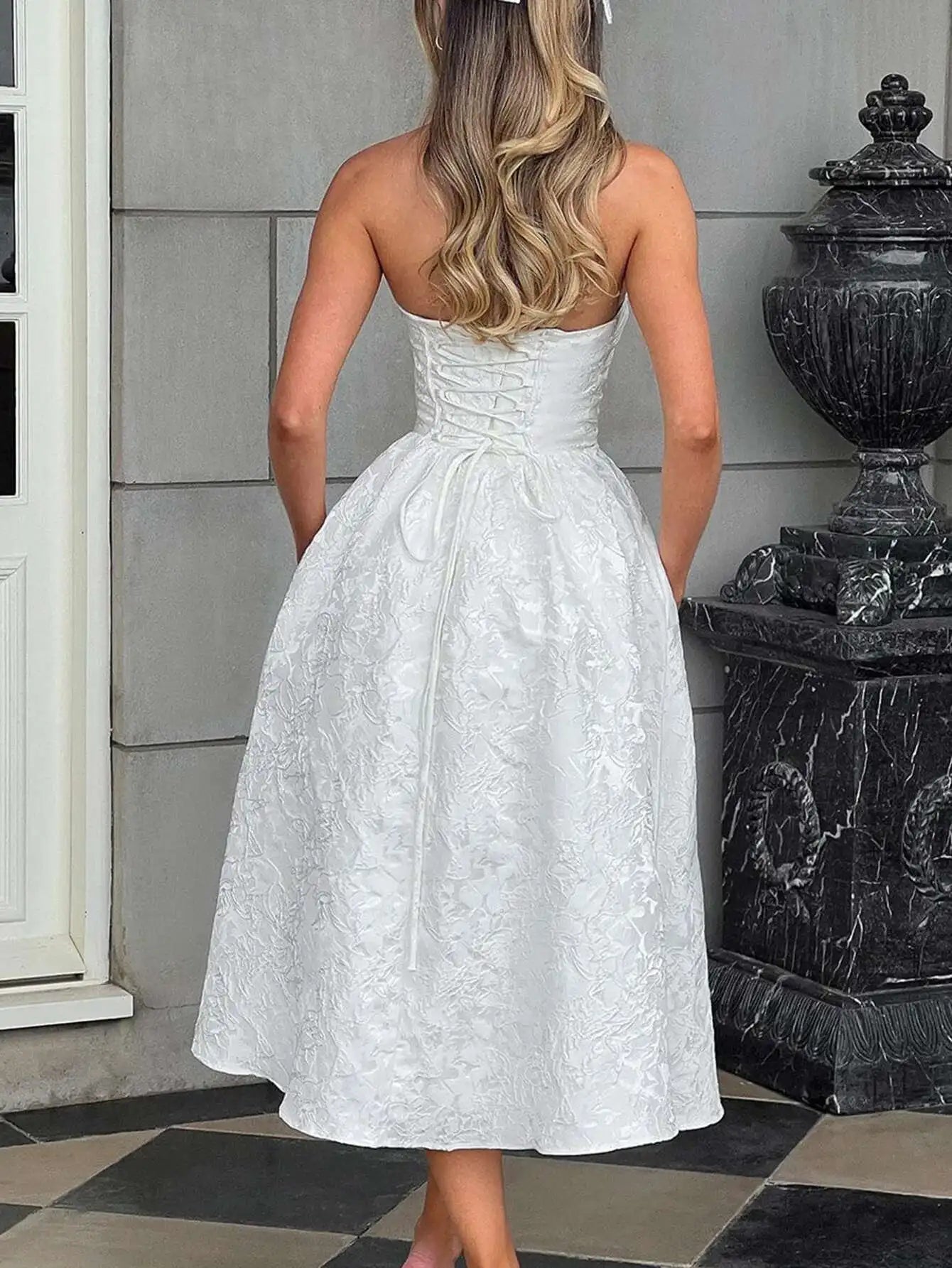 Giyu Club Evening Party Dresses Women 2025 Summer Sexy Bow Halter Long Dress Elegant Jacquard Lace Up Backless Birthday Robe