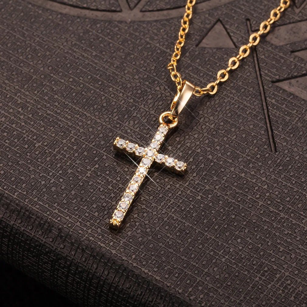 Gift Cross Necklace for Women - Gold Plated Cross Necklace Layered Small Side Necklace Women's Fashion Jewelry