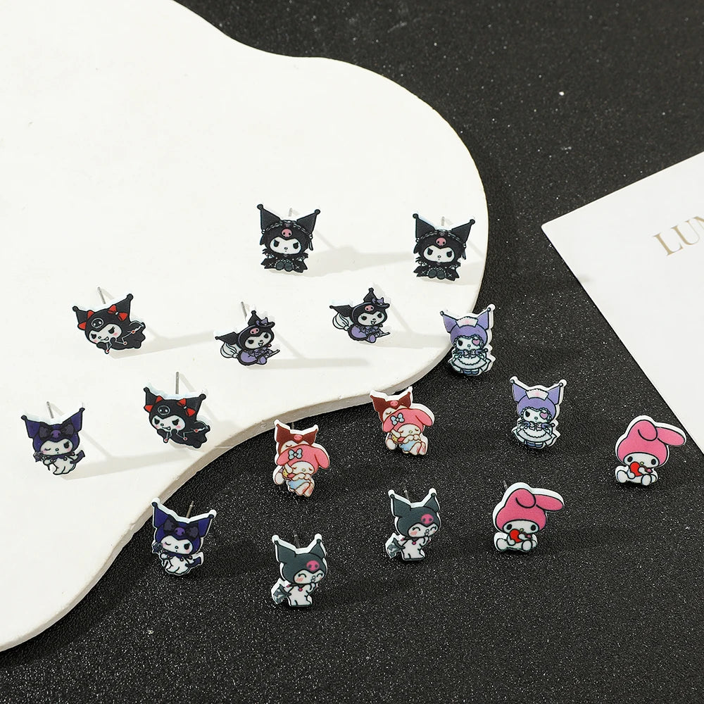 Sanrio Kuromi My Melody Earrings Cute Sweet Exquisite Earrings Campus Girls Jewelry Accessories Gifts