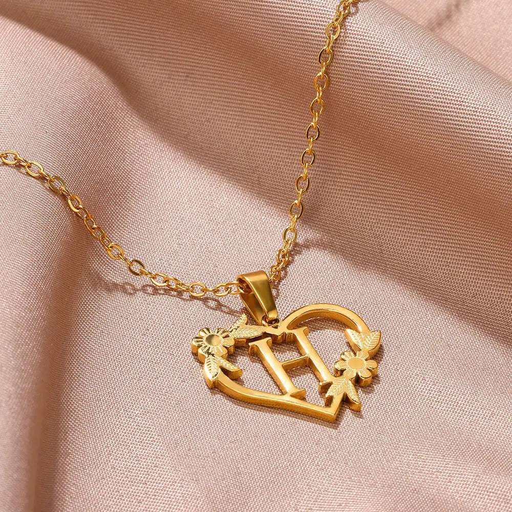 Initial Letter Stainless Steel Pendant Necklace for Women Fashion Gold Color Chain A-Z Alphabet Clavicle Necklaces Jewelry Gift