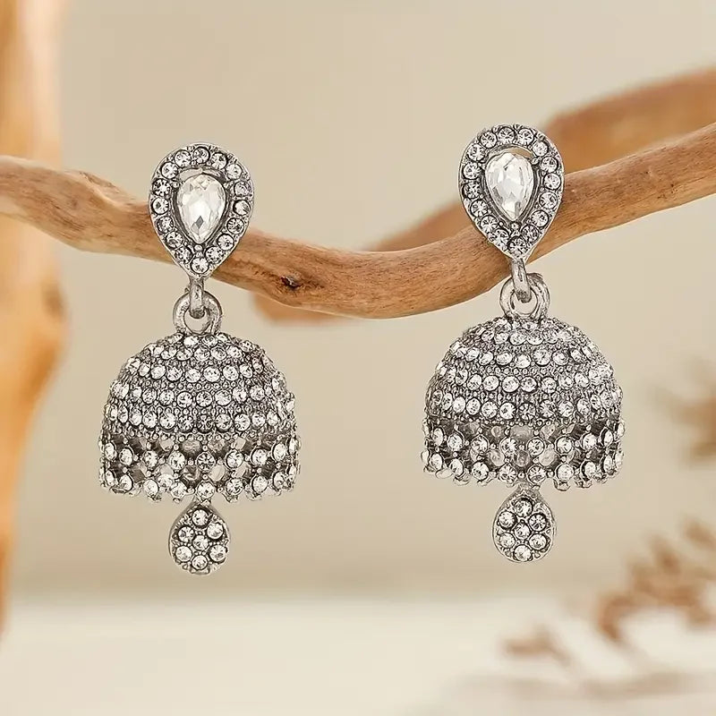 Elegant Inlaid Rhinestone Classic Heart-shaped Droplet Earrings for Women Boho Bell Shaped Earrings Jewelry Gifts