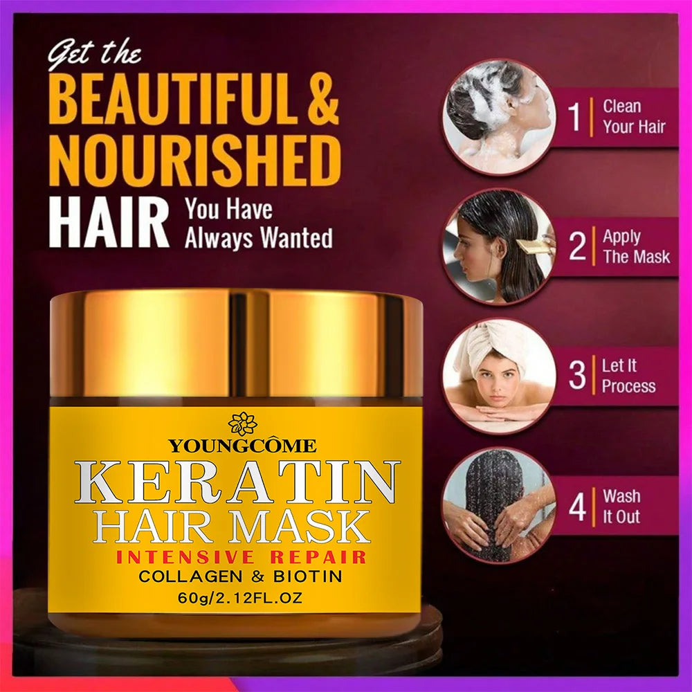 ヘアリペア ヘアマスク ビオチン コラーゲン ケラチン トリートメント ヘアコンディショナー ヘアエッセンシャルオイル 乾燥・ダメージヘアに栄養を与える
